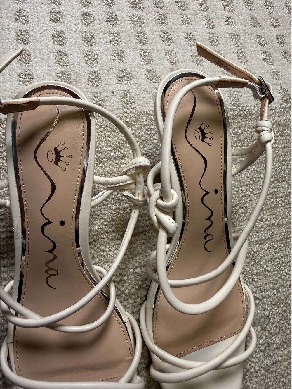 Nina Women's Strappy White Heeled Sandals